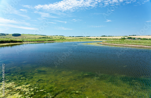 landscape with river and blue sky