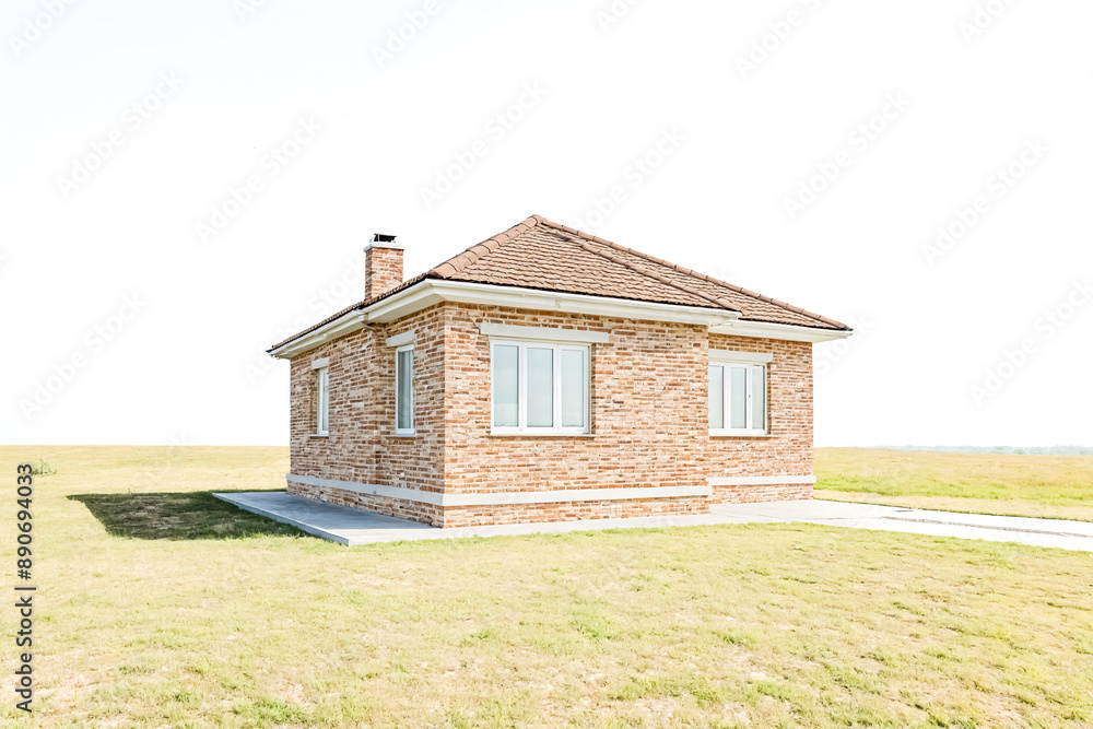 Obraz premium Brick House with White Windows