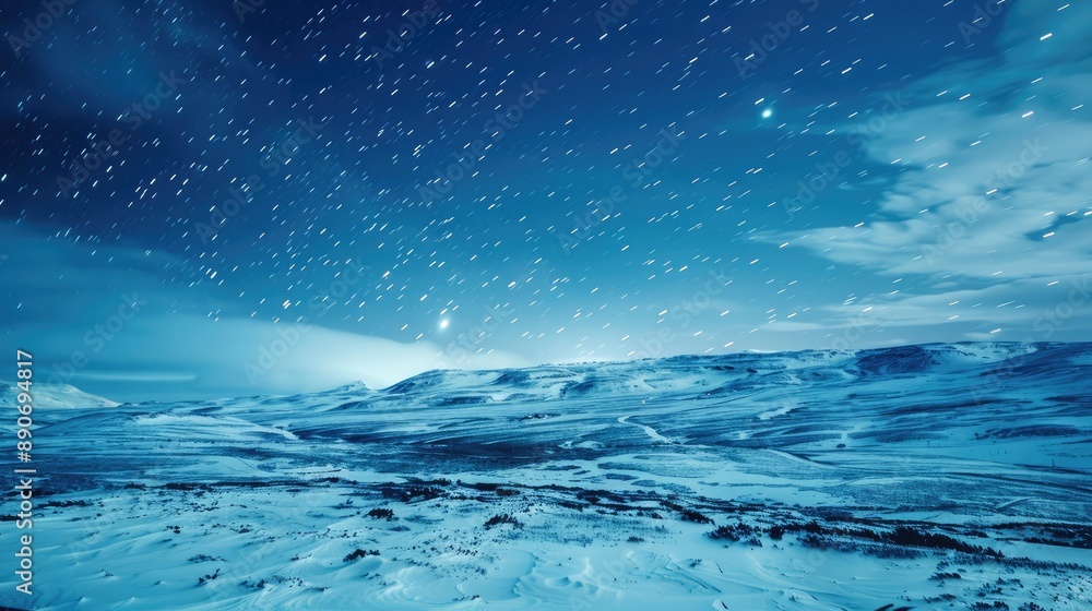 Star trails over a snowy landscape Star trails over a snowy landscape
