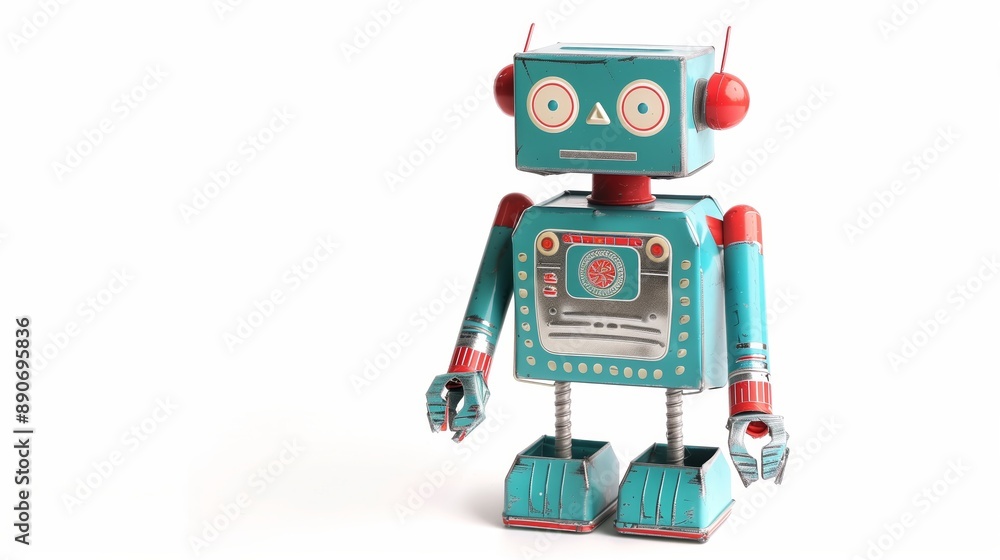 Retro robot toy isolated on a white background. Retro robot toy isolated on a white background.