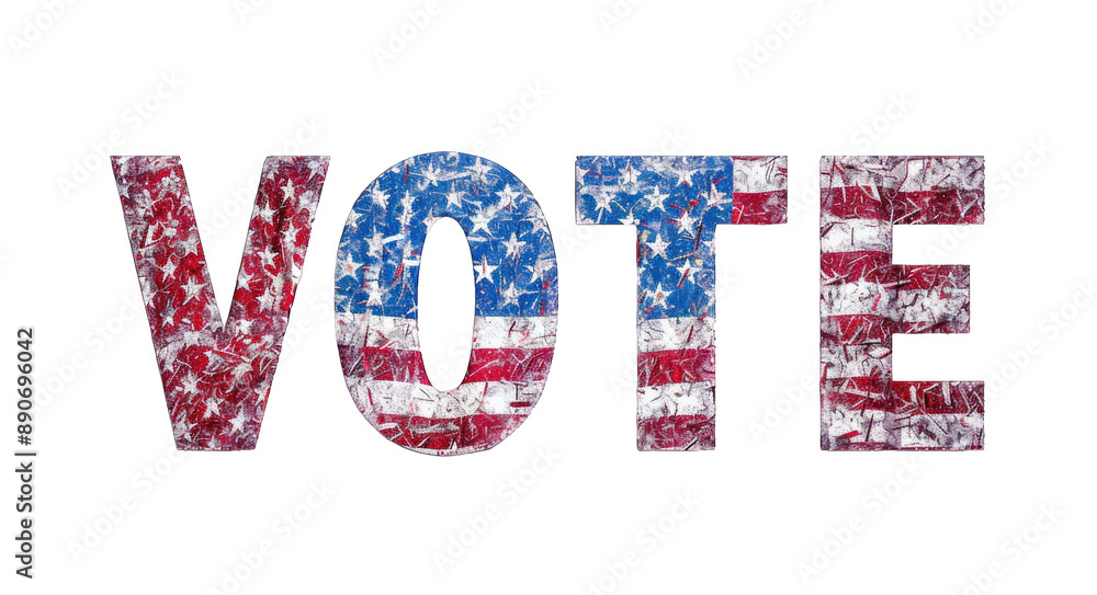 Fototapeta premium Presidential Election 2024 in United States. Vote day, November 5. US Election campaign - Make your choice. United States flag. Transparent background or PNG file.