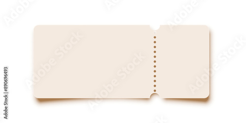 Cinema ticket. Theater coupon realistic vector template. Discount voucher mockup. Train, movie, raffle, carnival blank ticket with text space. Concert, event, festival admit layout.