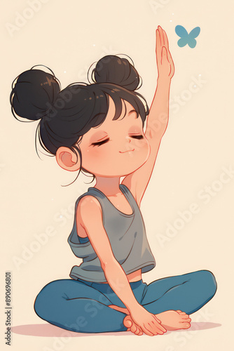 A cute girl striking a yoga pose