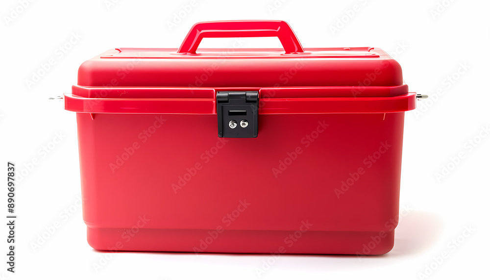 Raw Style Red Plastic Cooler | Isolated on White Raw Style Red Plastic Cooler | Isolated on White