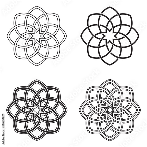 Octagon logo template in celtic knots style vector image.