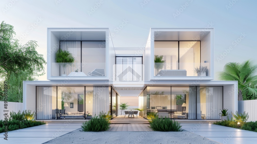 A large, modern house with a large pool A large, modern house with a large pool