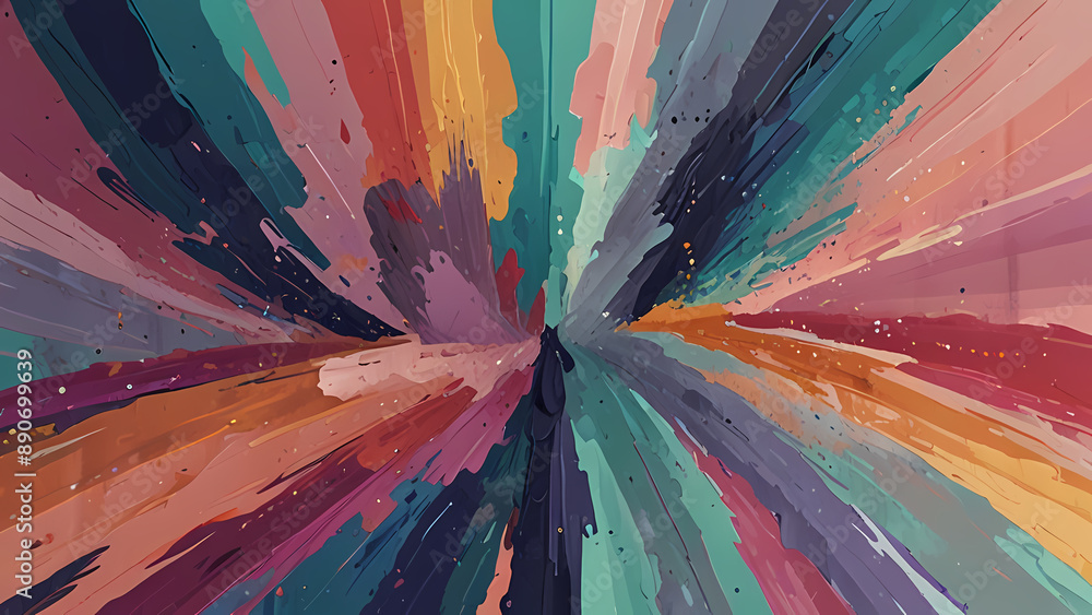 Obraz premium Abstract illustration background filled with dynamic and colorful paint brush strokes