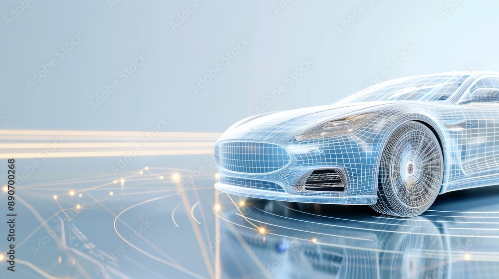 A car with a gold rim is shown in a 3D image A car with a gold rim is shown in a 3D image
