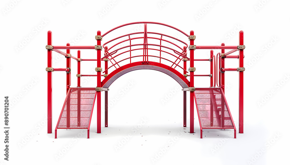 Sleek Red Jungle Gym | Modern Playground Equipment | Isolated on White Background Sleek Red Jungle Gym | Modern Playground Equipment | Isolated on White Background