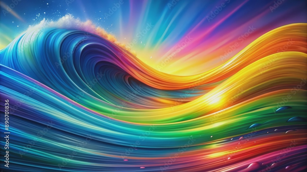 Abstract Rainbow Wave, Digital Art, Abstract Background, Colorful Waves, Water Abstract Rainbow Wave, Digital Art, Abstract Background, Colorful Waves, Water