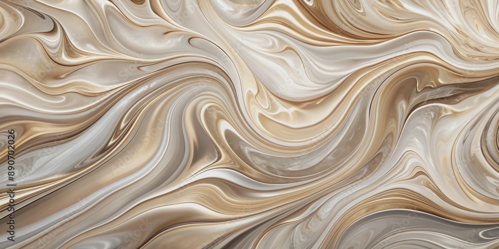 Obraz premium Abstract Swirling Marble Texture in Beige and Gold Tones, marble , abstract art , background , texture , design