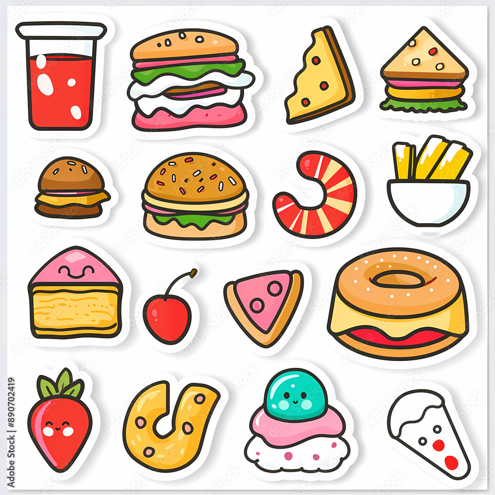 Cute Food Stickers – Simple Vector Icons Collection for Digital Use Cute Food Stickers – Simple Vector Icons Collection for Digital Use