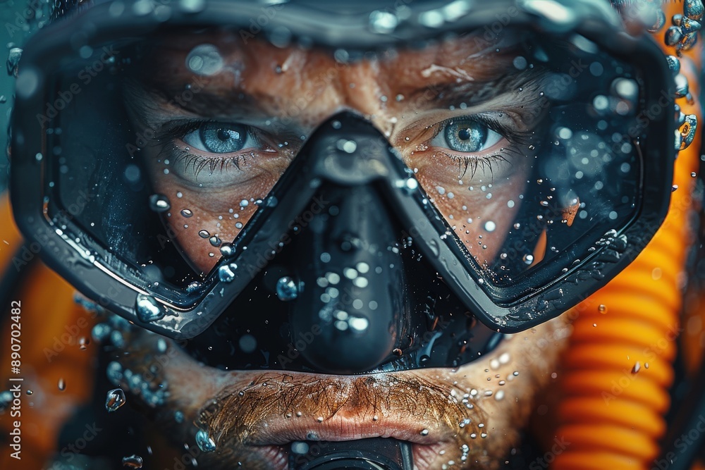 Close-up view of water soaked protective gear worn by a worker in action, showing the intensity and dedication involved in their demanding tasks in a wet environment. Close-up view of water soaked protective gear worn by a worker in action, showing the intensity and dedication involved in their demanding tasks in a wet environment.
