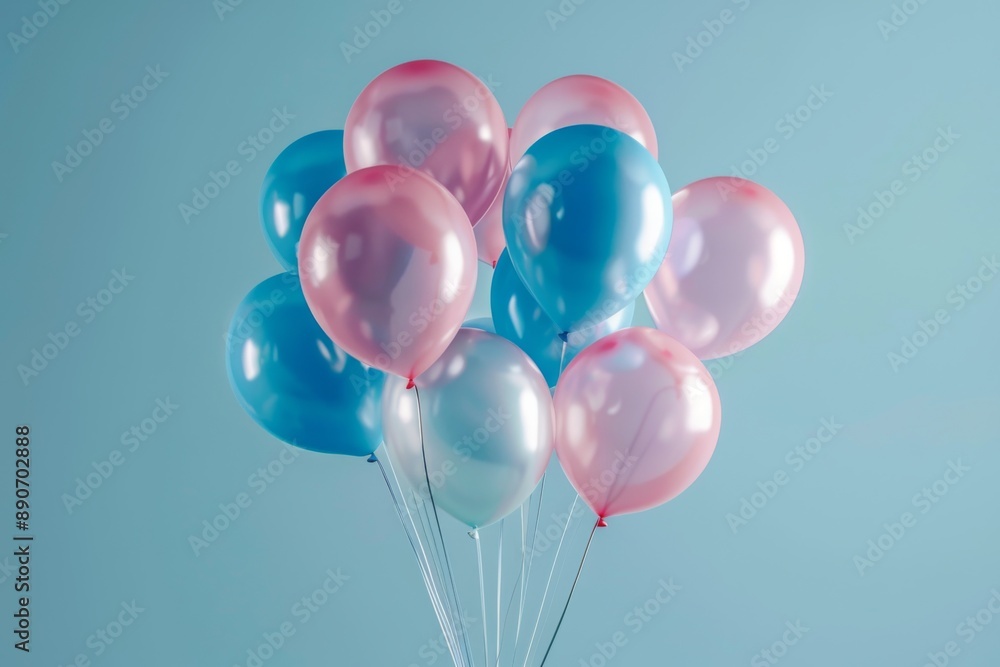 A stunning display of blue and pink helium balloons suspended in the air, creating a sense of wonder and magic. The balloons seem to be dancing in the air, adding to the whimsical atmosphere. A stunning display of blue and pink helium balloons suspended in the air, creating a sense of wonder and magic. The balloons seem to be dancing in the air, adding to the whimsical atmosphere.