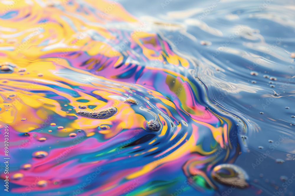 Abstract Oil Spill on Water Surface at Dusk Abstract Oil Spill on Water Surface at Dusk