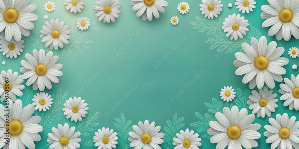 3D Paper Cut Daisies on Teal Background - Mother's Day Sale, mothers day, flower sale, spring sale, floral design 3D Paper Cut Daisies on Teal Background - Mother's Day Sale, mothers day, flower sale, spring sale, floral design
