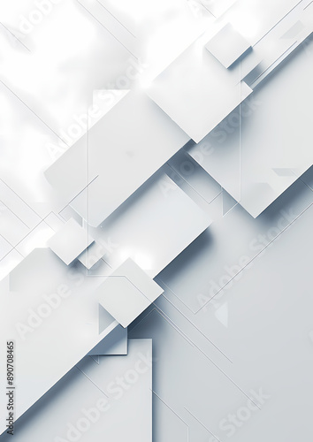 White Flat Design Art: Minimalist Geometric Abstract Squares with Modern Textures