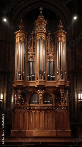 Imposing pipe organ in church