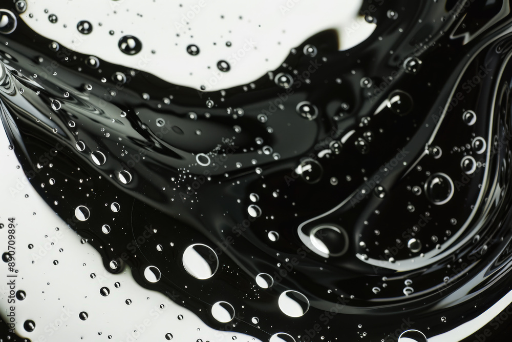 Abstract Liquid Art with Bubbles - Black and White Contrast Abstract Liquid Art with Bubbles - Black and White Contrast