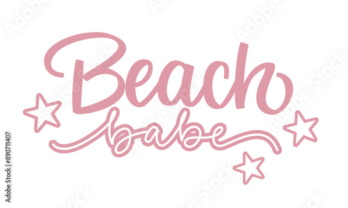Beach Babe Lettering with stars