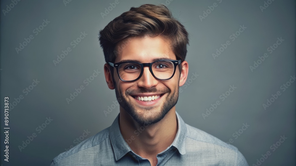 Smiling Man in Glasses, Portrait, Close-up, Studio, Happy, Male, Man Smiling Man in Glasses, Portrait, Close-up, Studio, Happy, Male, Man