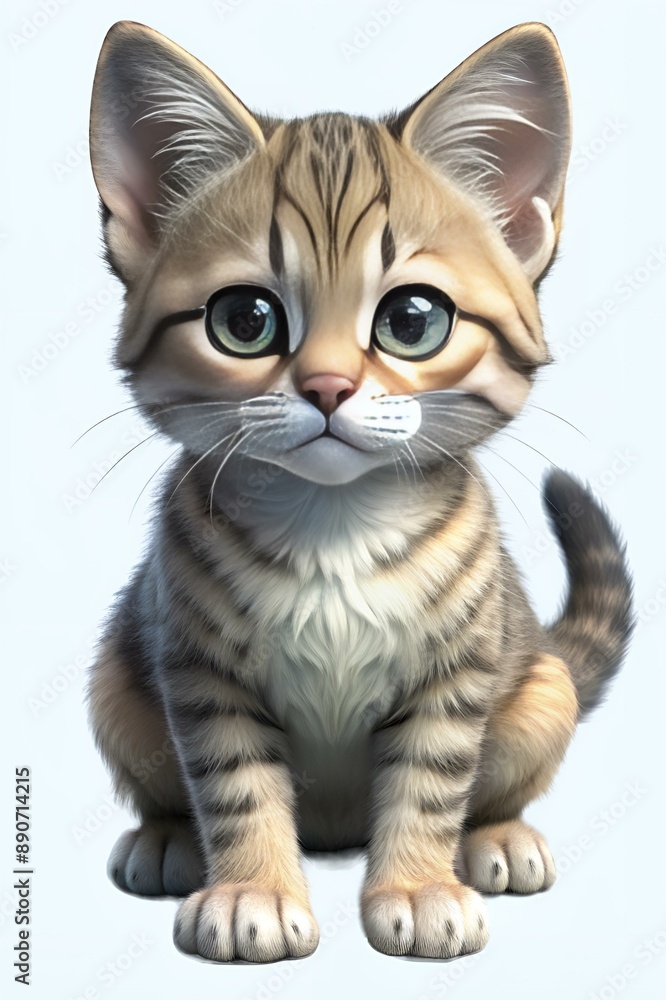 sand cat in 3d cartoon style isolated on white background sand cat in 3d cartoon style isolated on white background
