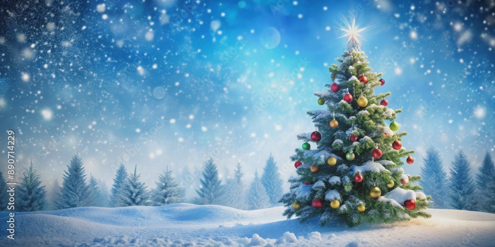 Snowy Winter Wonderland with a Christmas Tree, Digital Painting, Christmas tree, snow, winter , holidays Snowy Winter Wonderland with a Christmas Tree, Digital Painting, Christmas tree, snow, winter , holidays