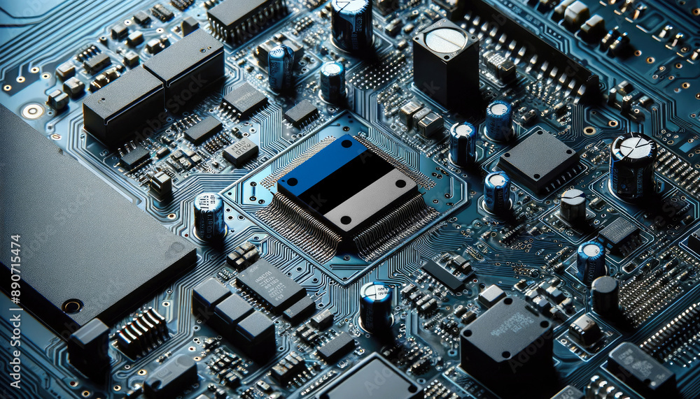 An intricate microchip with the Estonia flag embedded, representing the innovation and technological advancements of the Estonia in the field of electronics and microtechnology An intricate microchip with the Estonia flag embedded, representing the innovation and technological advancements of the Estonia in the field of electronics and microtechnology