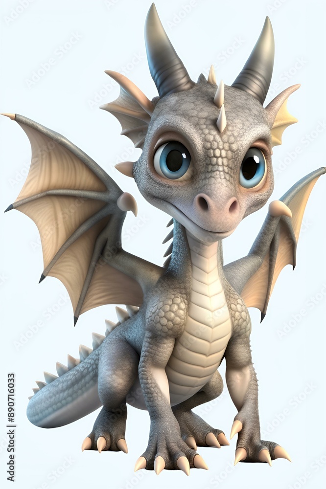 Fototapeta premium Dragon in 3d cartoon style isolated on white background