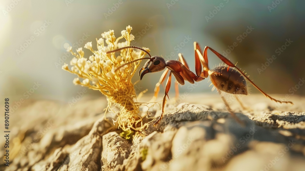 Snap a picture of an ant carrying food back to its colony Snap a picture of an ant carrying food back to its colony