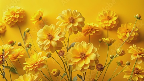 Yellow Dahlia Bouquet on Golden Background, Flowers, Floral, Yellow, Nature © BrilliantPixels