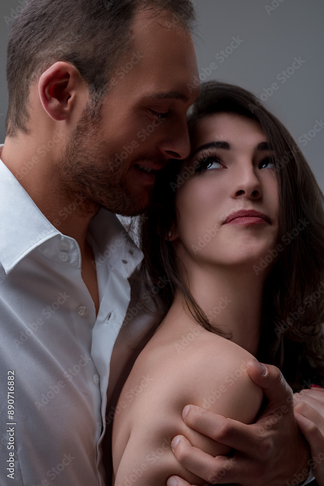 Woman’s fearful love, man’s confident tender hold Woman’s fearful love, man’s confident tender hold