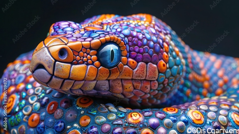 Colorful Snake Alebrijes in Traditional Mexican Folk Art Style Colorful Snake Alebrijes in Traditional Mexican Folk Art Style