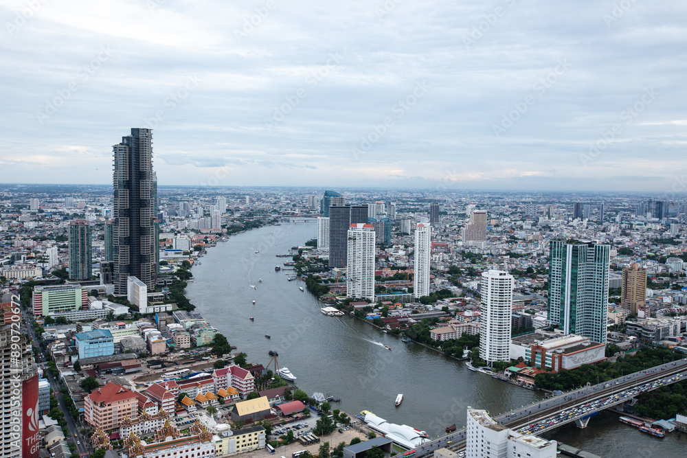 Obraz premium view city with river , Bangkok