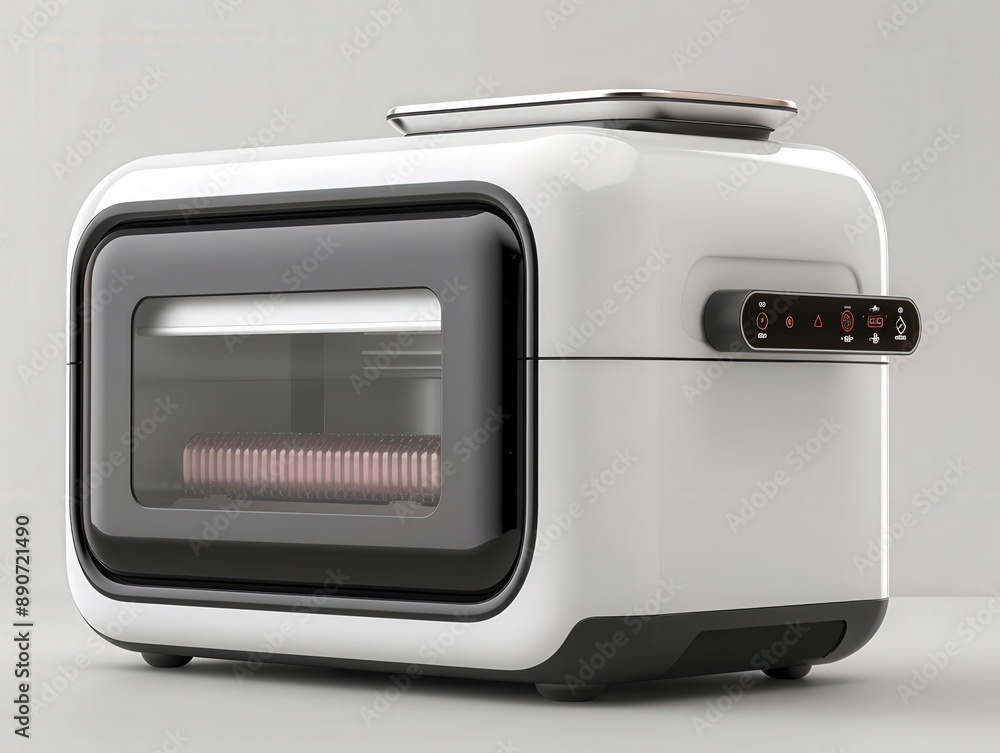 Sleek modern toaster oven with digital controls, isolated on a white background. Ideal for contemporary kitchen appliance settings. Sleek modern toaster oven with digital controls, isolated on a white background. Ideal for contemporary kitchen appliance settings.