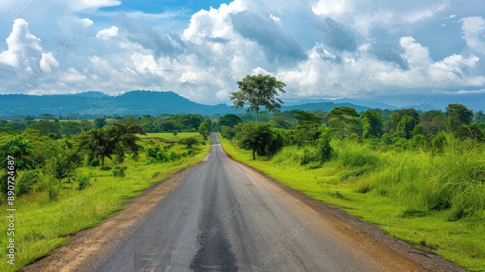 Road Through Lush Green Landscape Road Through Lush Green Landscape