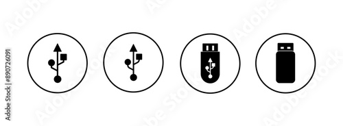 Usb icon set illustration. Flash disk sign and symbol. flash drive sign.