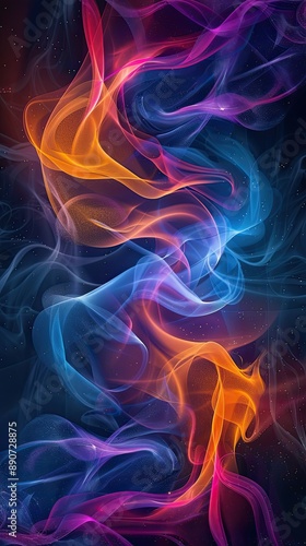 A colorful, swirling mass of smoke and fire © soysuwan123
