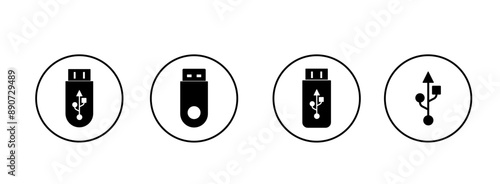 Usb icon set illustration. Flash disk sign and symbol. flash drive sign.