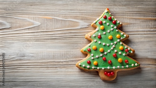 Delicious Christmas tree cookie with festive decorations, Christmas, tree, dessert, decoration, winter