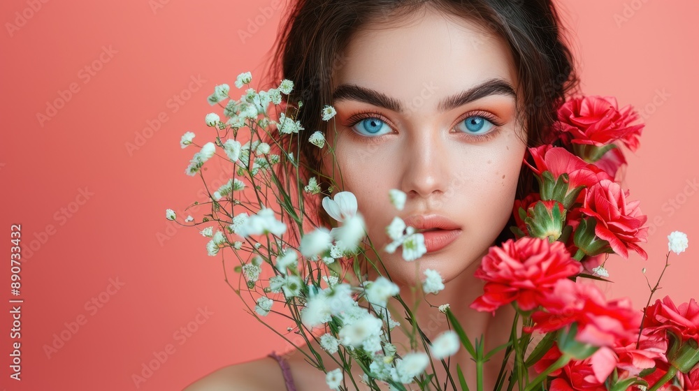 Fototapeta premium Beautiful Woman with Flowers