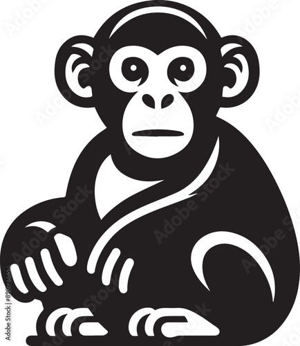 Chimpanzee icon isolated on a white background. Chimpanzee logo illustration. photo