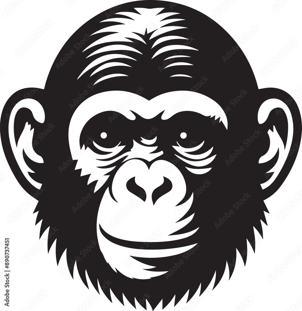 Chimpanzee icon isolated on a white background. Chimpanzee logo illustration. Chimpanzee icon isolated on a white background. Chimpanzee logo illustration.