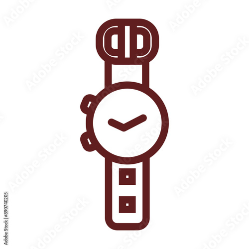 Watch Vector Line Maroon Icon Design 