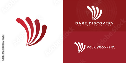 Abstract initial letter D or DD logo in red color isolated on multiple background colors. The logo is suitable for travel business logo design inspiration templates.