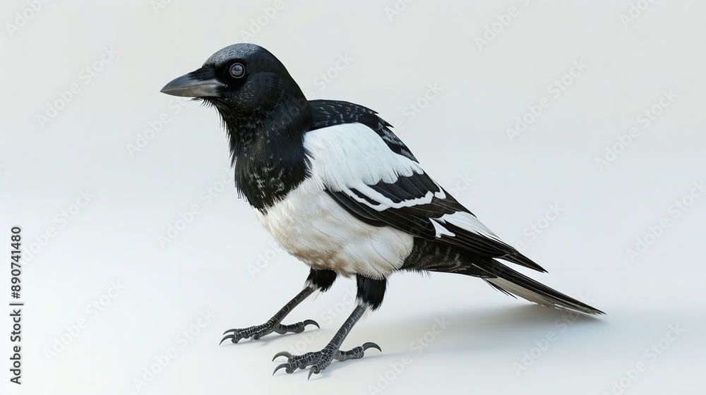 Magpie (Pica pica) isolated on white background. Magpie (Pica pica) isolated on white background.