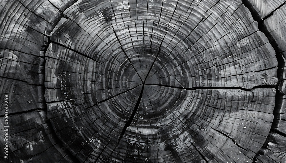 Black and White Texture of a Felled Tree Trunk with Warm Gray Cut Wood Black and White Texture of a Felled Tree Trunk with Warm Gray Cut Wood
