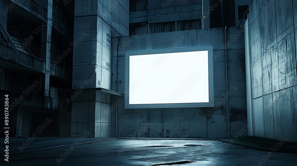 Blank Billboard in a Dark City Alley Blank Billboard in a Dark City Alley