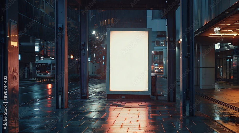 Blank Billboard in a Night City Blank Billboard in a Night City