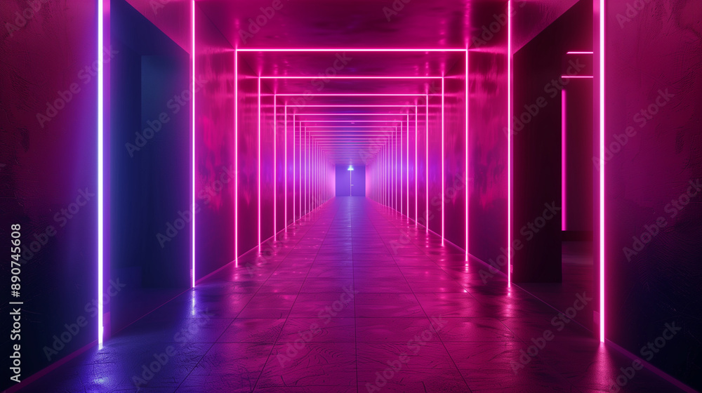Dangerous neon corridor, background Dangerous neon corridor, background